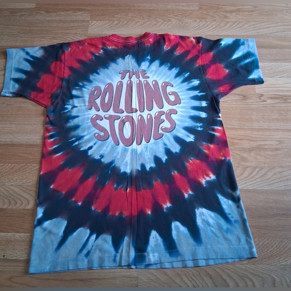 Fruit of the Loom Red and Blue Tie-Dye Mens Vintage Rollins Stone T-Shirt - Picture 2 of 8